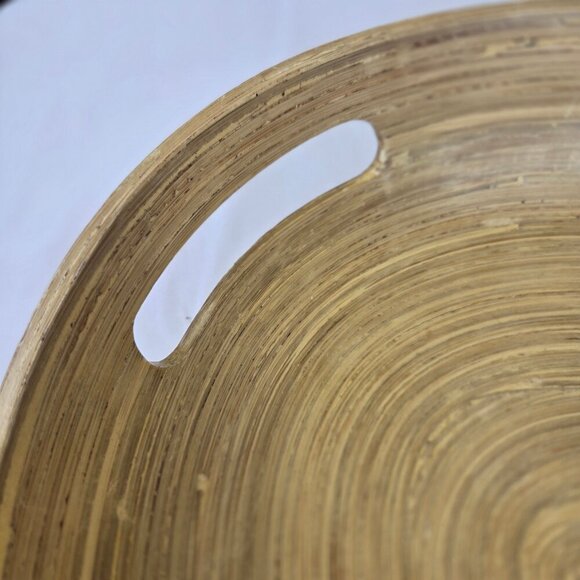 ADV Accents de Ville 100% Lacquered Bamboo Oval Tray Cutout Handles Vietnam - Picture 2 of 12